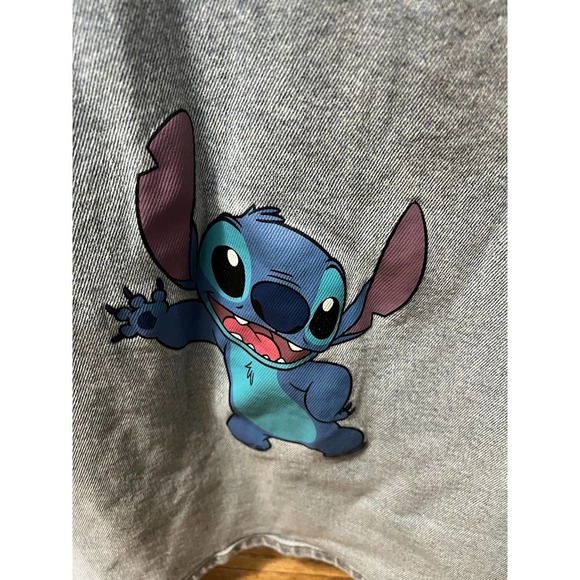 DISNEY Lilo & Stitch Light Wash Blue Denim Graphic Flare Jeans Women's Size 28 - Picture 7 of 9